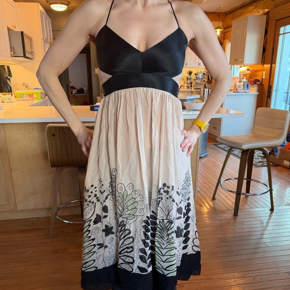 BCBG Max Azria Silk-Contrast Midi Dress EUC - Picture 6 of 11